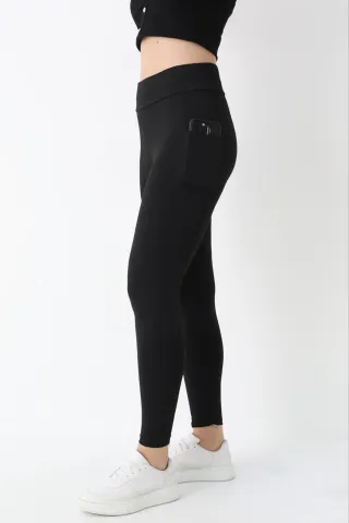 Colanți damă practici și eleganți, model negru cu buzunare