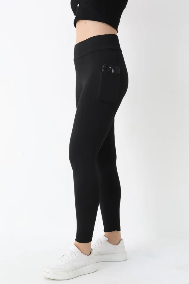 Colanți damă practici și eleganți, model negru cu buzunare