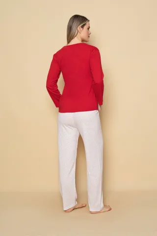 Pijama damă Roșie – Mânecă Lungă și Pantaloni Lung, Dreaming hover