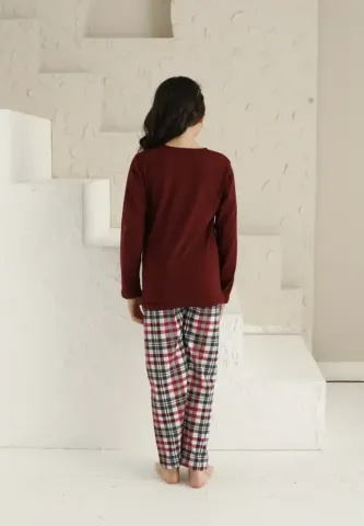 Pijama Fete, Bordo, Mânecă Lungă si Pantaloni Lungi, Imprimeu Princes hover