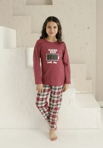 Pijama Fete, Imprimeu Super Kids, Mânecă Lungă, Roz Închis hover