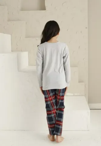 Pijama Fete, Mânecă Lungă si Pantaloni Lungi,Gri,We Are Family hover