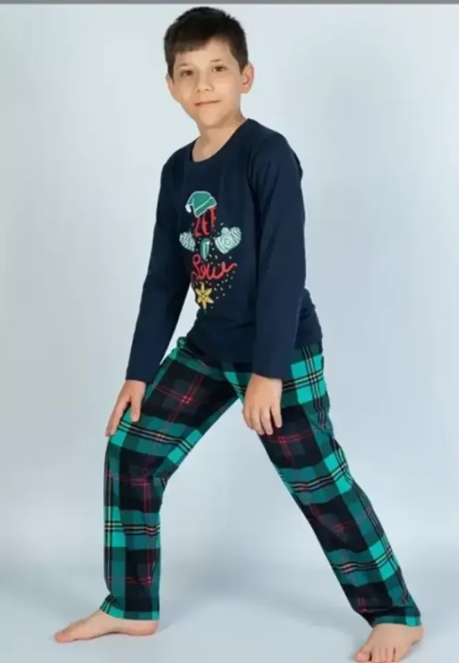 Pijama copii, Let it Snow, culoare bleumarin, confortabilă și călduroasă