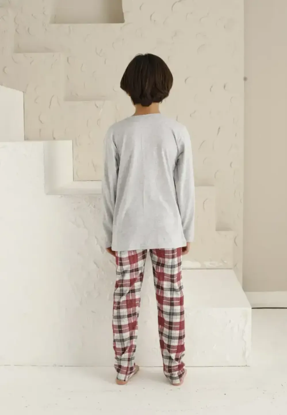 Pijama băieți, gri, mânecă lungă și pantaloni lungi, design Super Kids - 2