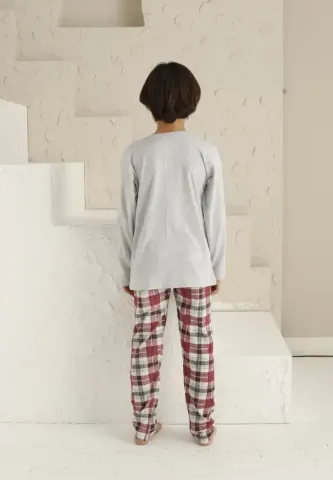 Pijama băieți, gri, mânecă lungă și pantaloni lungi, design Super Kids hover