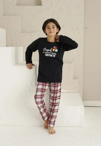 Pijama băieți, Copil Distracție, mânecă lungă și pantaloni lungi, design vesel