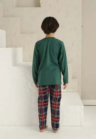 Pijama băieți, We Are Family, verde, mânecă lungă și pantaloni lungi hover