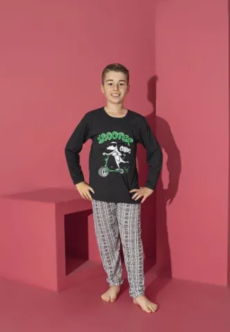 Pijama Băieți,Mânecă Lungă si Pantaloni Lungi,Scooter,Negru