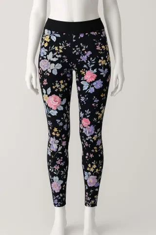 Colanți damă Penti, Flower design, negru elegant