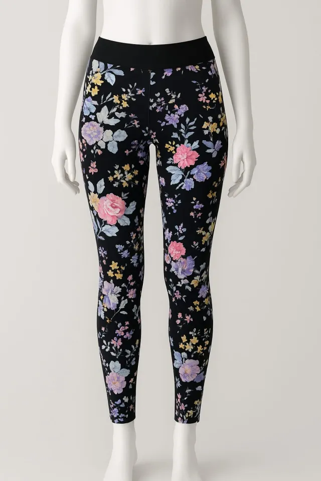 Colanți damă Penti, Flower design, negru elegant