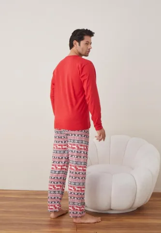 Pijama Craciun Barbat Rosu Maneca Lunga Pantaloni Lungi,Herry Xmas hover