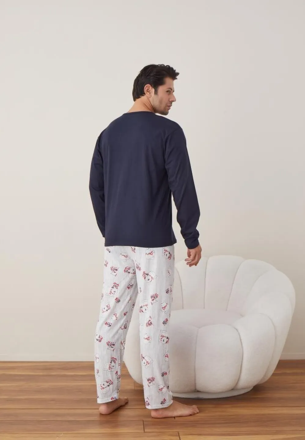 Pijama Craciun Barbat Bleumarin Pantaloni Lungi Maneca Lunga, Forever Friends - 4