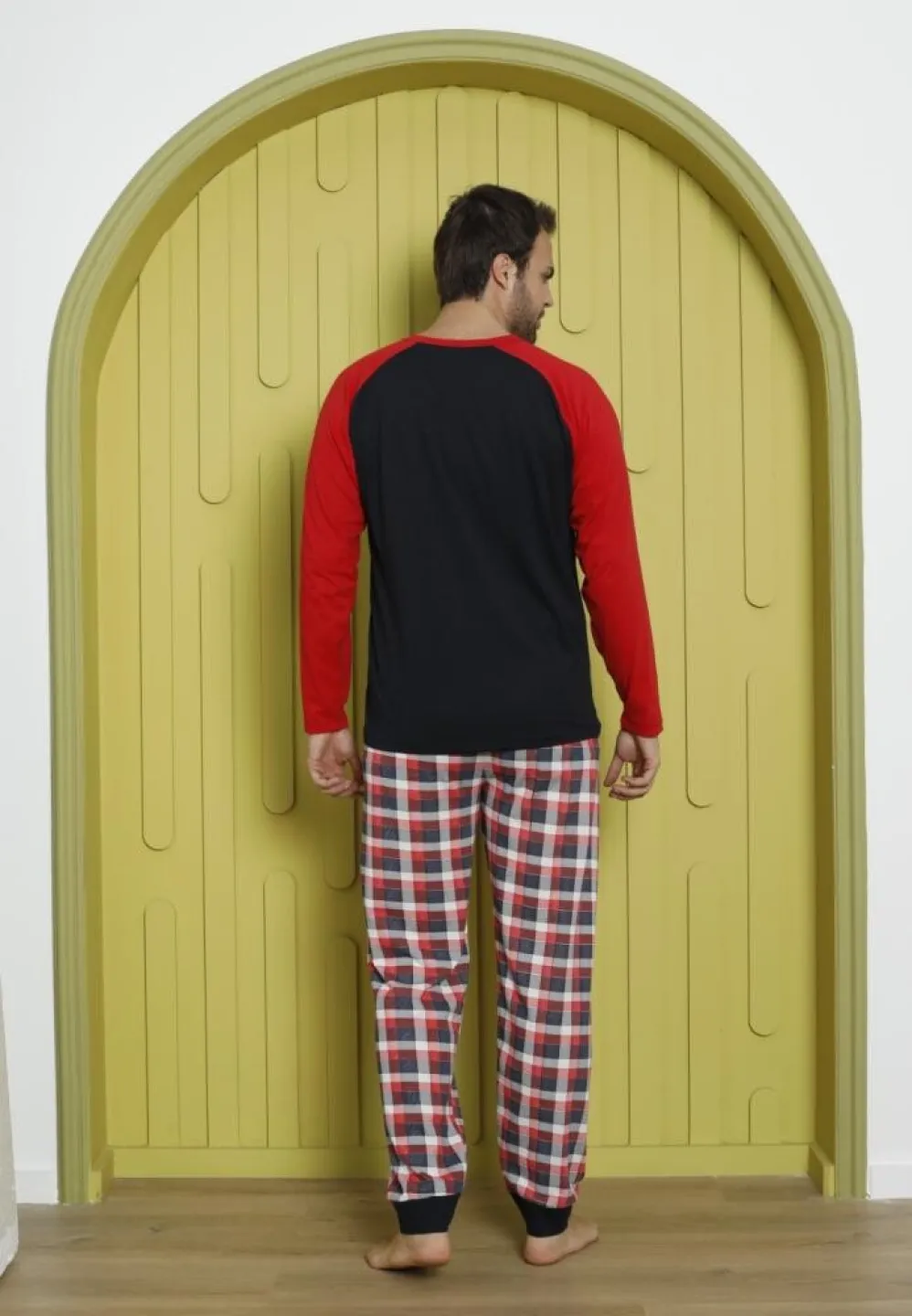 Pijama Crăciun Bărbați, Pantaloni Lungi, Mânecă Lungă, Bleumarin, Merry Xmas - 6