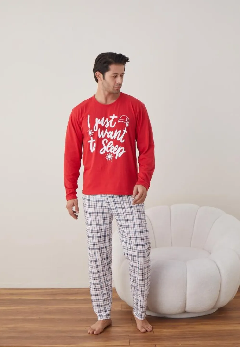 Pijama Crăciun Bărbați, Pantaloni Lungi, Mânecă Lungă, Roșu, To Sleep - 4