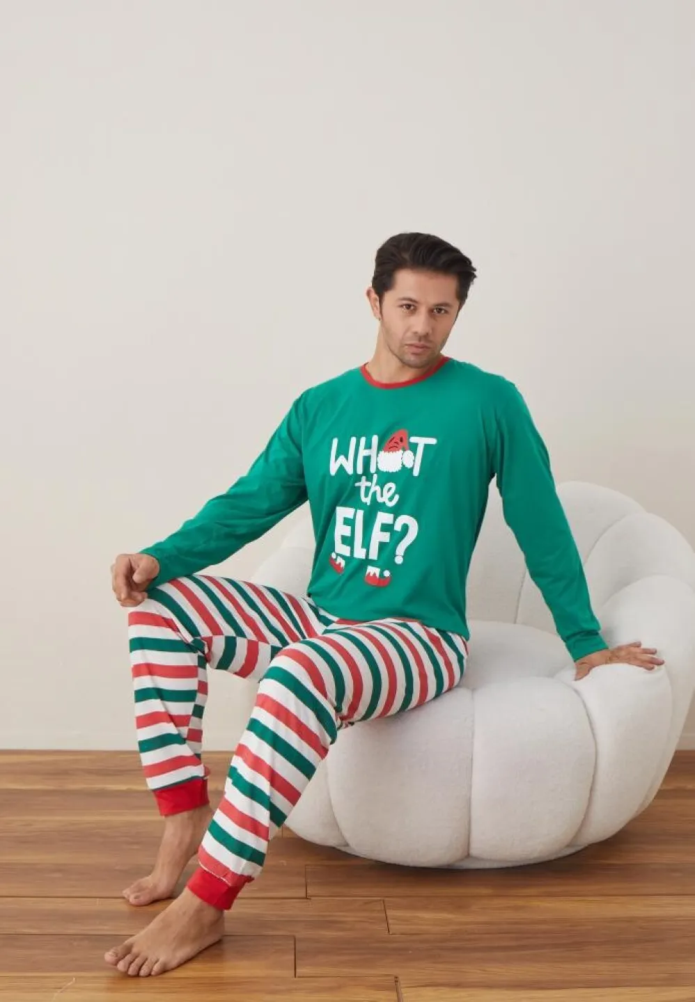 Pijama Crăciun Bărbați, Pantaloni Lungi, Mânecă Lungă, Verde, What The Elf? - 5