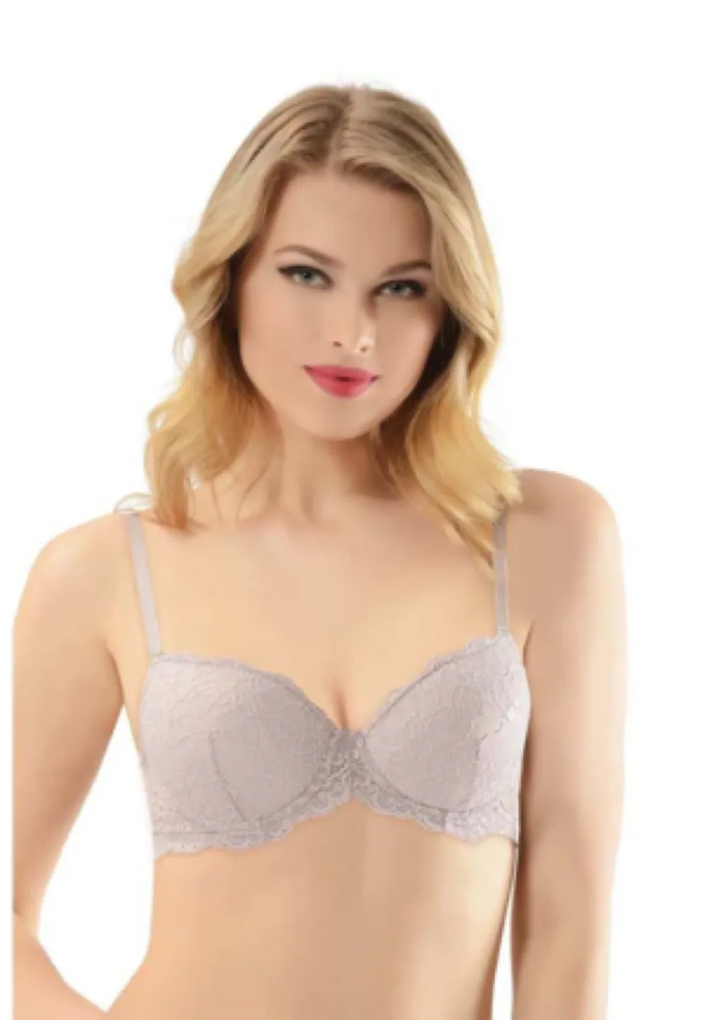 Sutien Lila cu Dantelă, Push-Up și Balene - 1