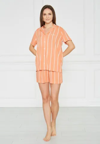 Pijama Dama Cu Dungi, Bumbac Pierre Cardin, Cămașă și Short