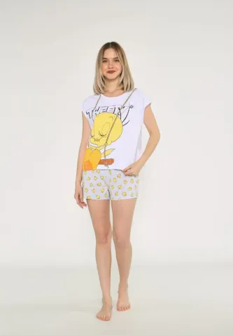 Pijama Dama Cu Tricou și Short Tweet, Material Bumbac Moale hover