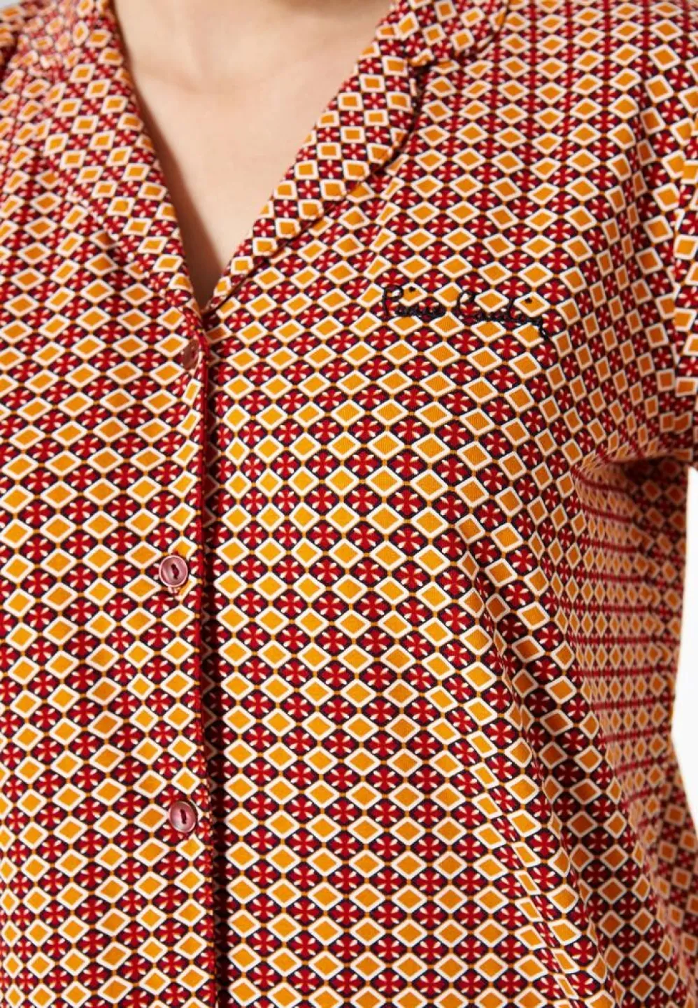 Pijama Dama Pierre Cardin, Bumbac, Cu Cămașă și Short Asortat Carouri - 2