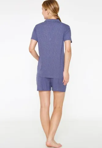 Pijama Dama Albastru, Bumbac Pierre Cardin, Cămașă și Short hover