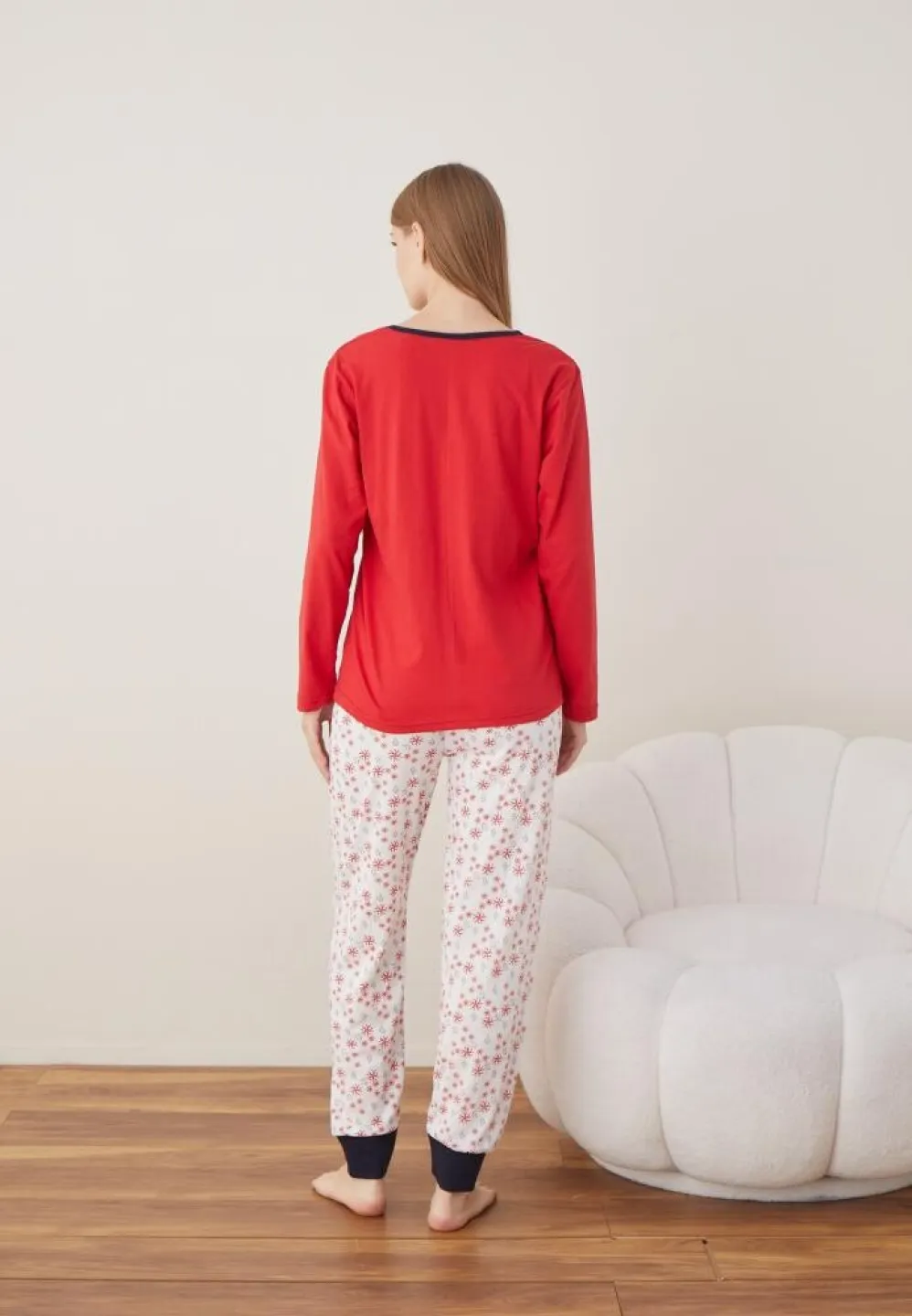 Pijama Craciun Dama Rosu SNOW MUCH FUN Maneca Lunga Pantalon Lungi - 3