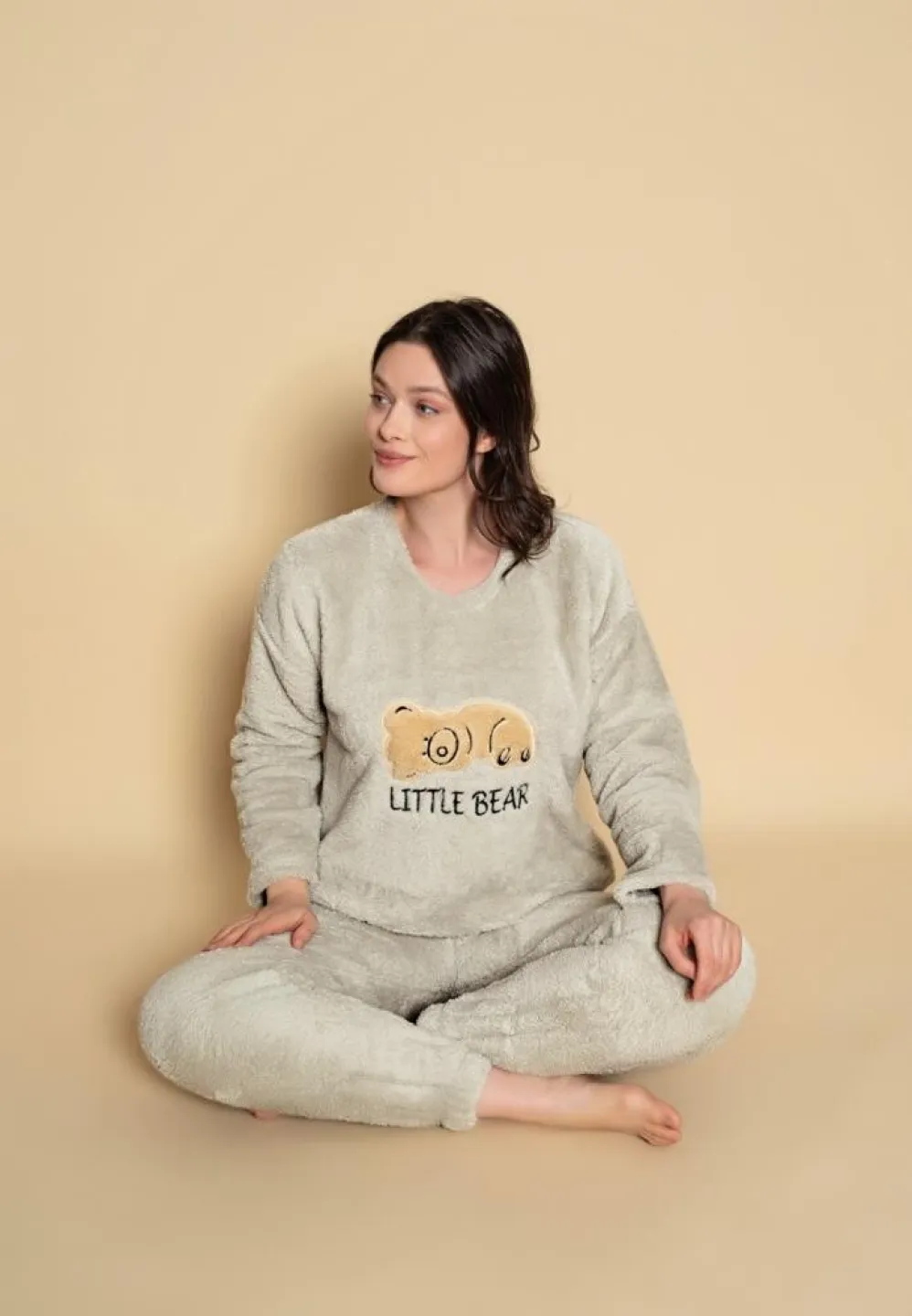 Pijama călduroasă cocolino damă, imprimeu Little Bear - 1
