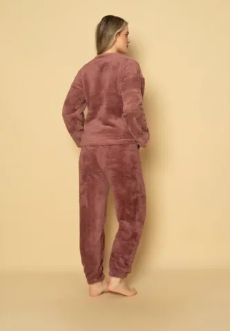 Pijama călduroasă cocolino damă mov, imprimeu Rain and Snow hover