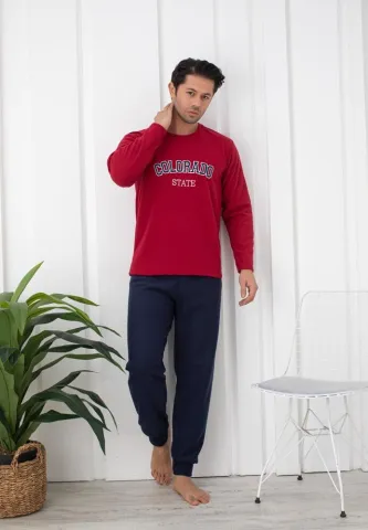 Pijama barbat polar maneca lunga pantalon lung,rosu,colorado hover