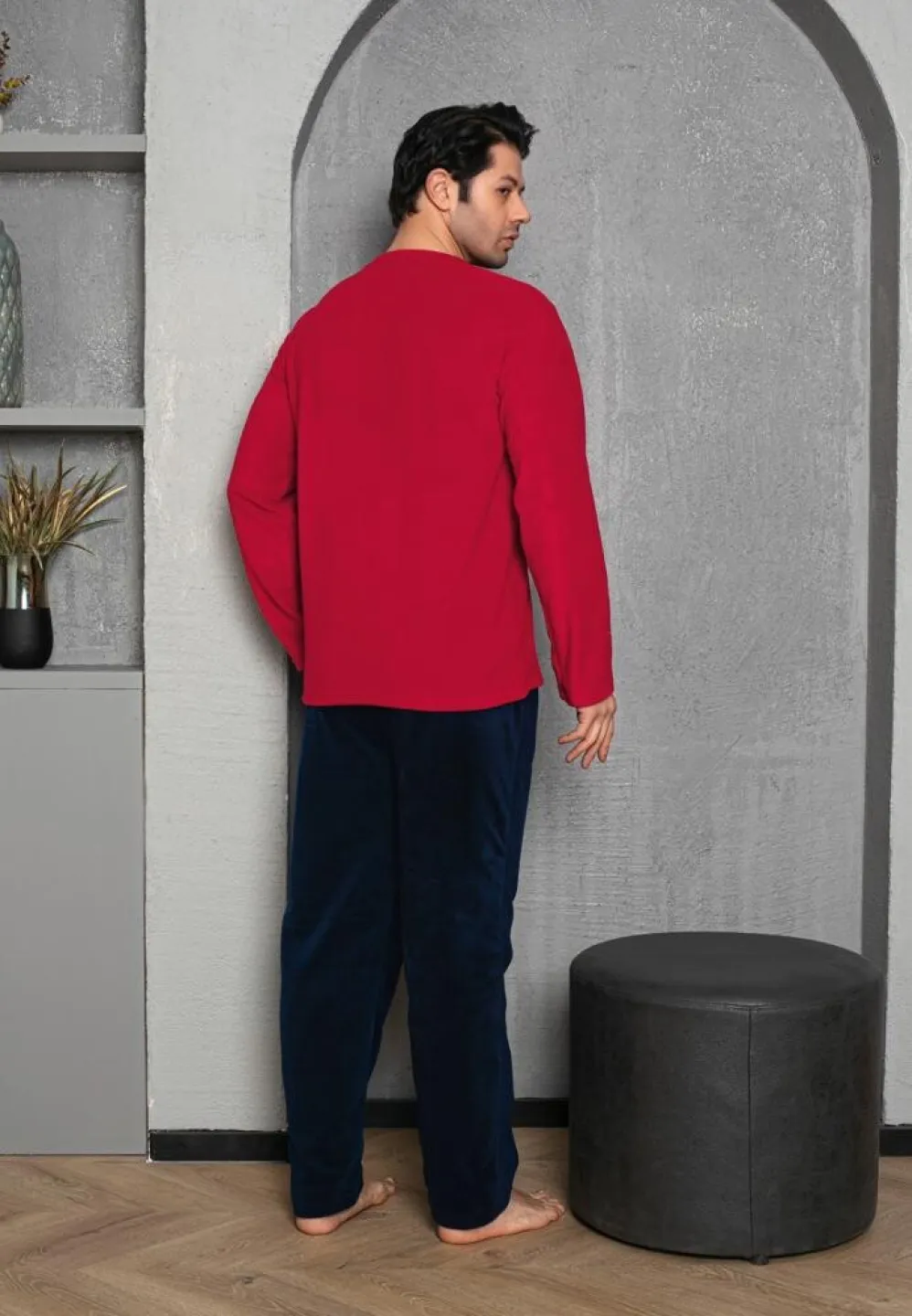 Pijama Bărbat, Pantalon Lung și Mâneca Lungă, Bordo, Polar, Colorado - 3