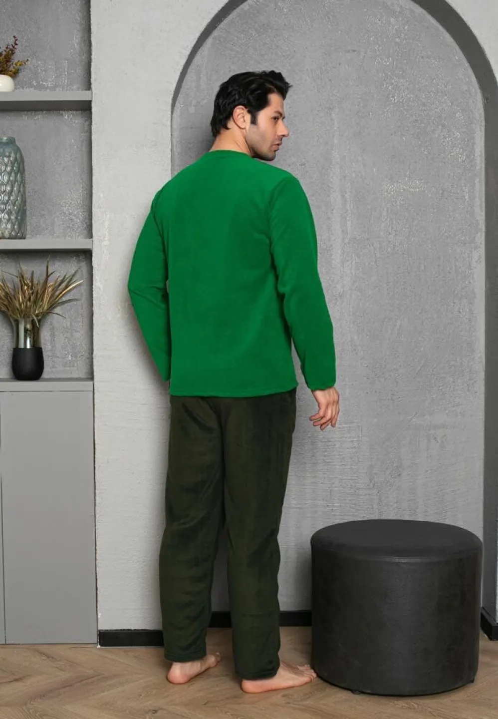 Pijama Bărbat, Pantalon Lung și Mâneca Lungă, Verde, Polar, Need More Sleep - 3