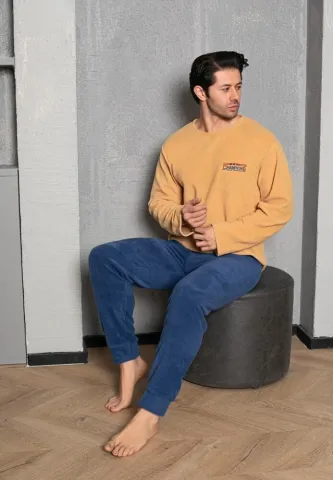 Pijama Bărbat, Pantalon Lung și Mâneca Lungă, Galben, Polar, Champions