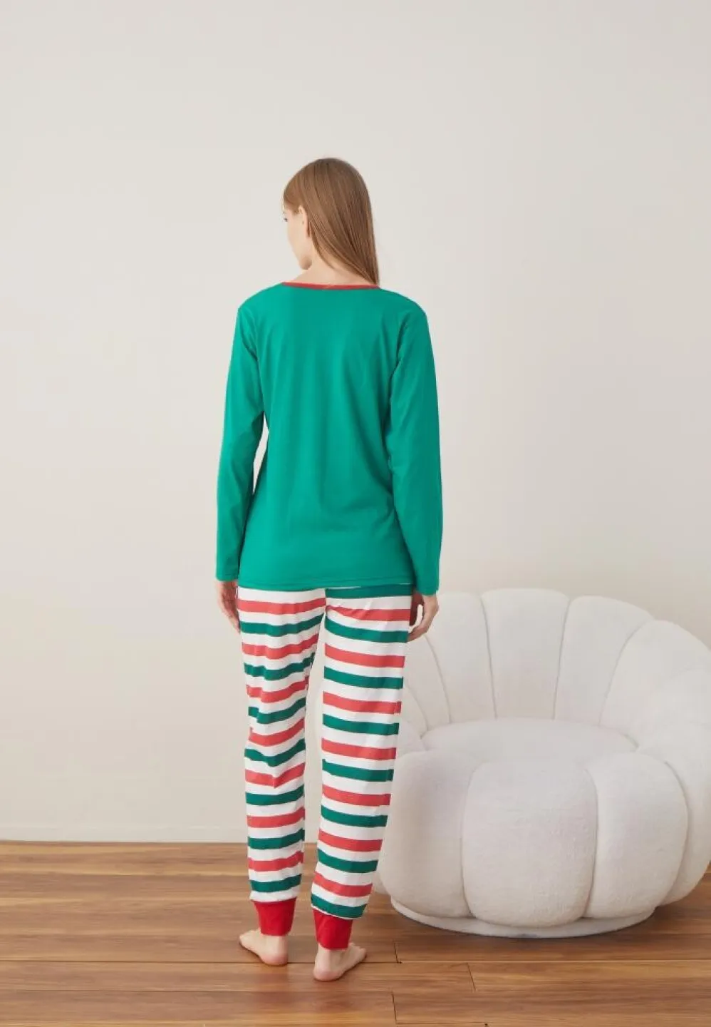 Pijama Verde Dama Craciun WHAT THE ELF ? Maneca Lunga Pantalon Lungi - 6