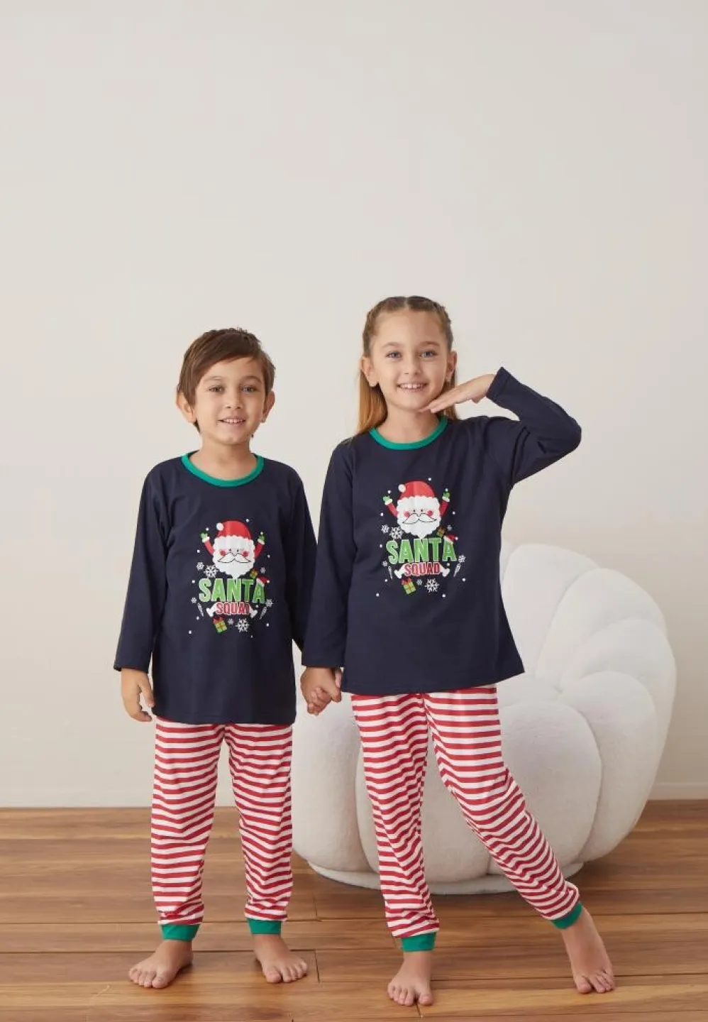 Pijama Santa Fete și Băieți Crăciun Mânecă Lungă Pantalon Lungi Bleumarin - 3