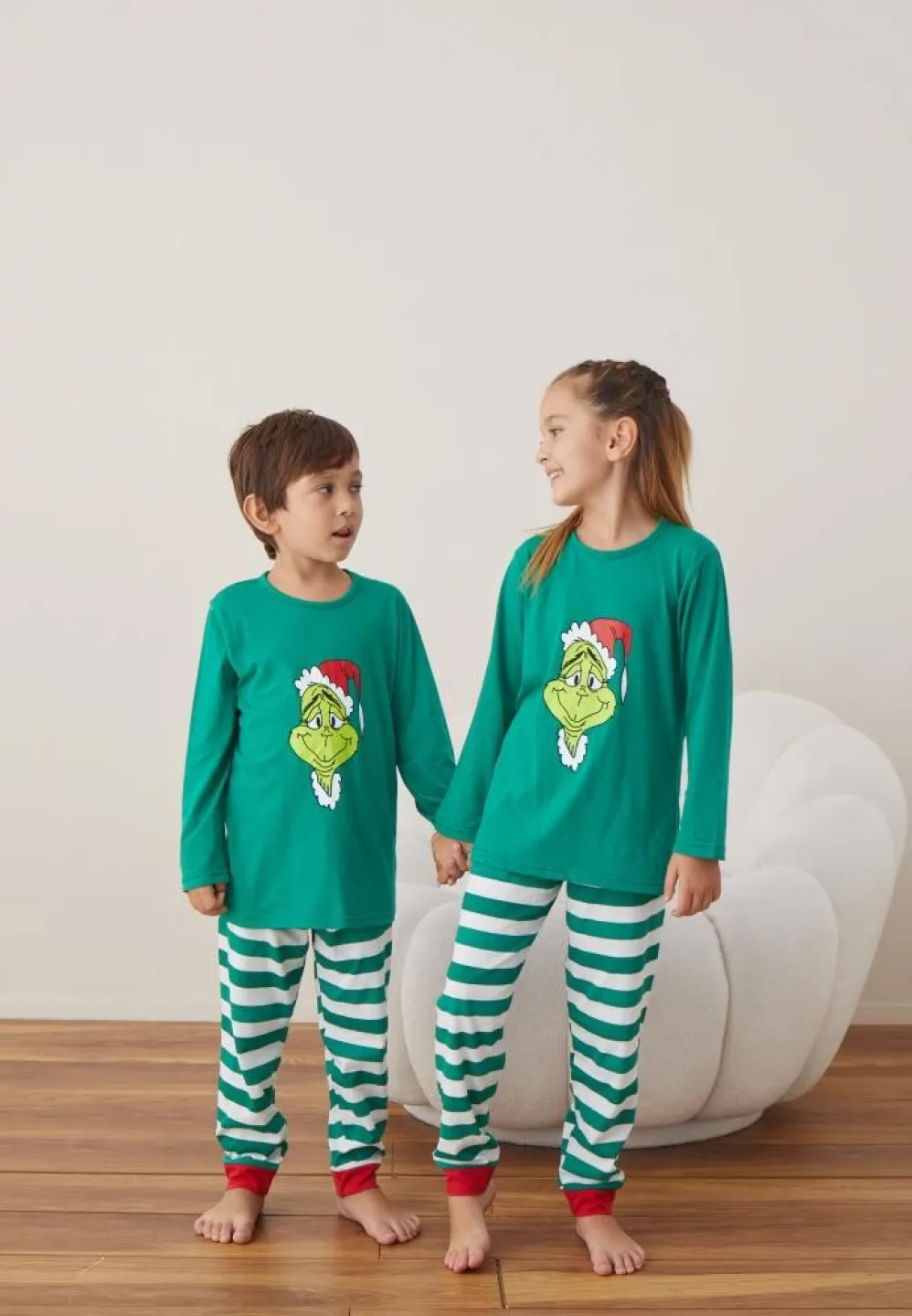 Pijama Elf Fete și Băieți Crăciun Mânecă Lungă Pantalon Lungi Verde - 2