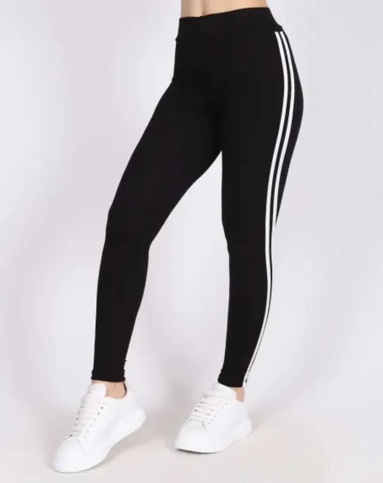 Colanți Dama Negri cu dungi duble sportivi