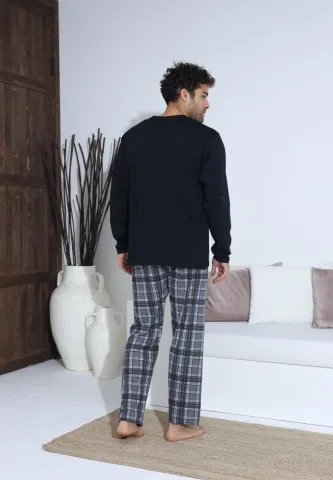 Pijama Barbati ,Maneca si Pantaloni Lungi, Culoare Negru hover