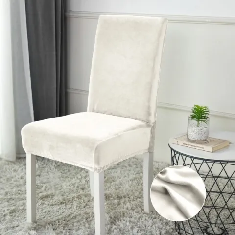 Set 6 huse universale catifea pentru scaune, Alb