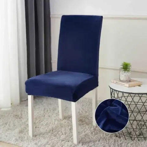 Set 6 huse catifea universale pentru scaune, Albastru