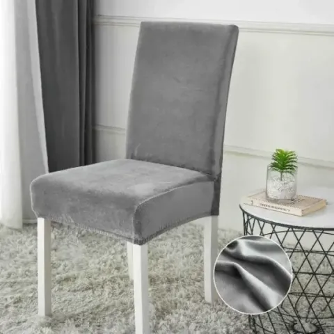 Set 6 huse catifea universale pentru scaune, Gri