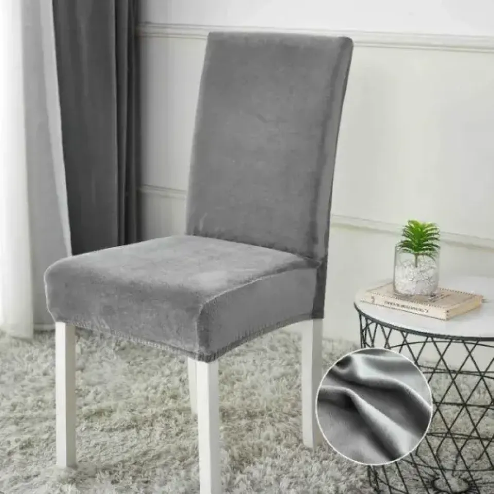 Set 6 huse catifea universale pentru scaune, Gri