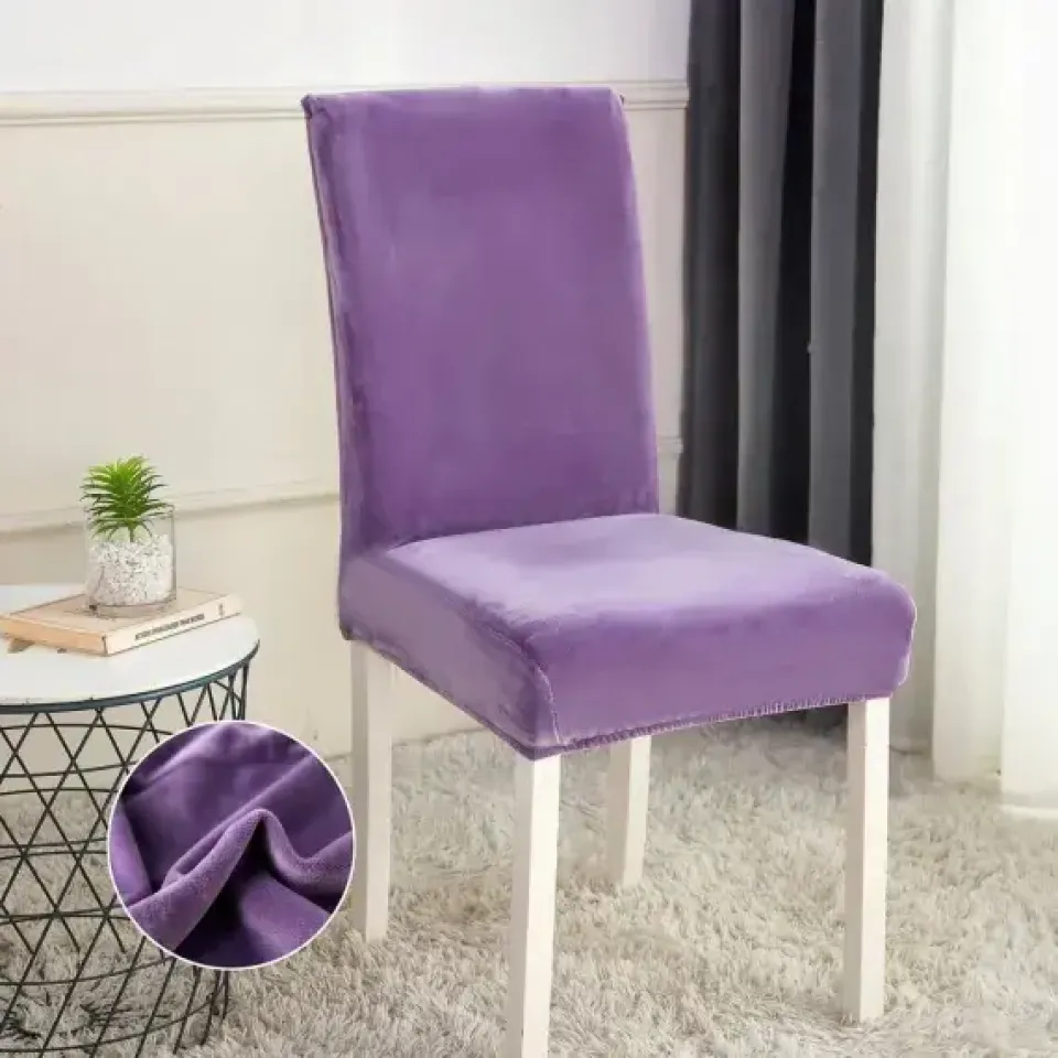 Set 6 huse catifea universale pentru scaune, Mov