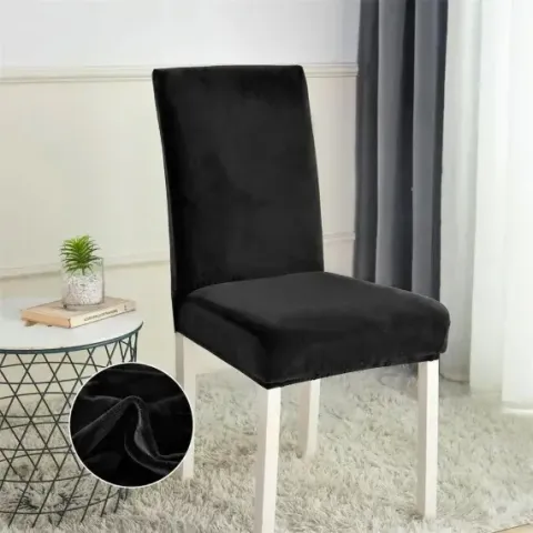 Set 6 huse catifea universale pentru scaune, Negru