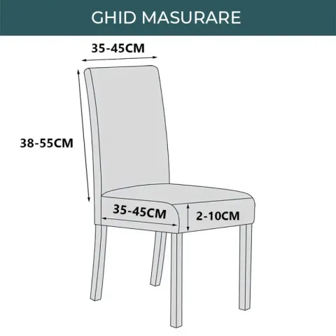 Set 6 huse catifea universale pentru scaune, Negru hover