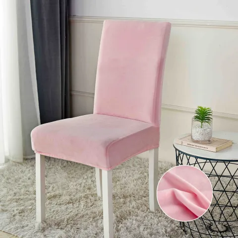 Set 6 huse catifea universale pentru scaune, Roz