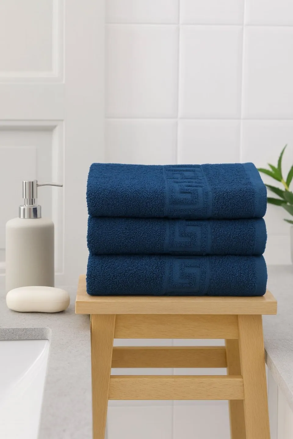 Set 3 prosoape bumbac 50×90 cm Bleumarin 500 g - 1