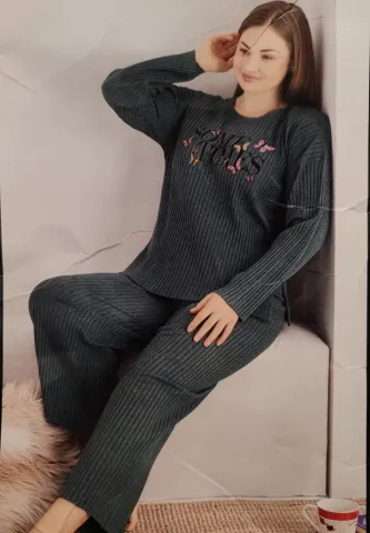 Pijama damă confortabilă, plisată, mărime mare, set Negru