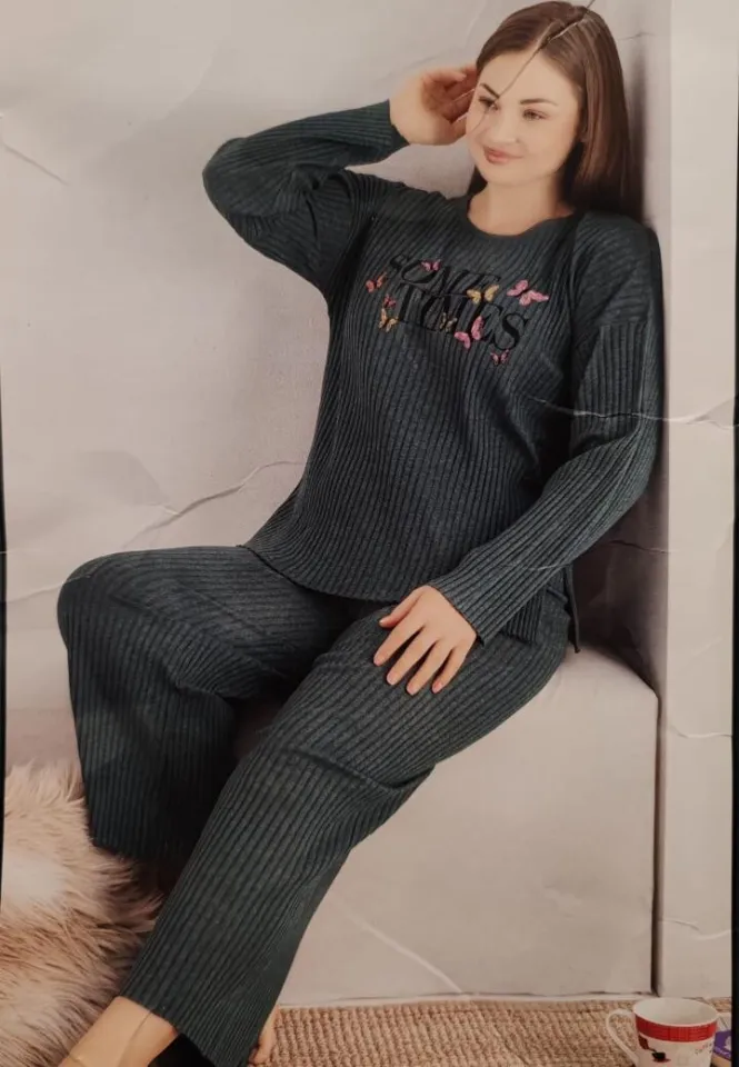 Pijama damă confortabilă, plisată, mărime mare, set Negru
