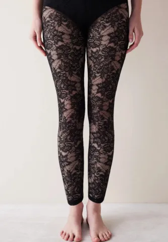 Colanți damă Penti transparent dantelă, culoare Negru