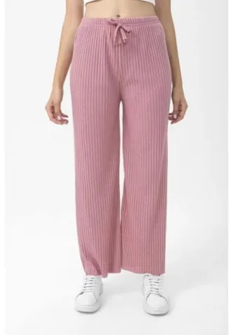 Pantalon lungi damă Plisat Roz hover