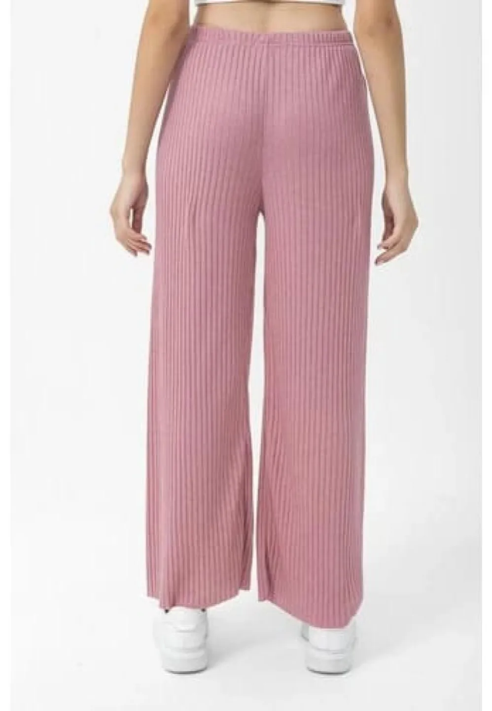 Pantalon lungi damă Plisat Roz - 3